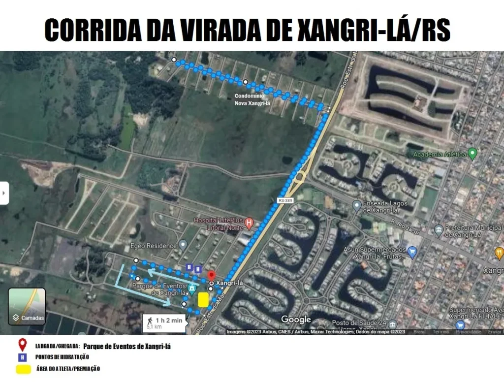 Mapa Corrida da Virada Xangri-lá